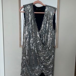 Zara Sequin Dress with Shoulder Pads